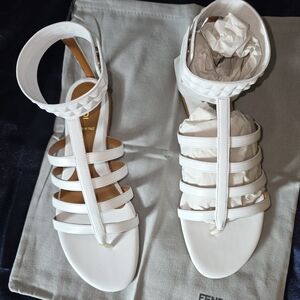 Fendi Women's White Strappy Sandals. Comes With Dust Bag. MSRP $750